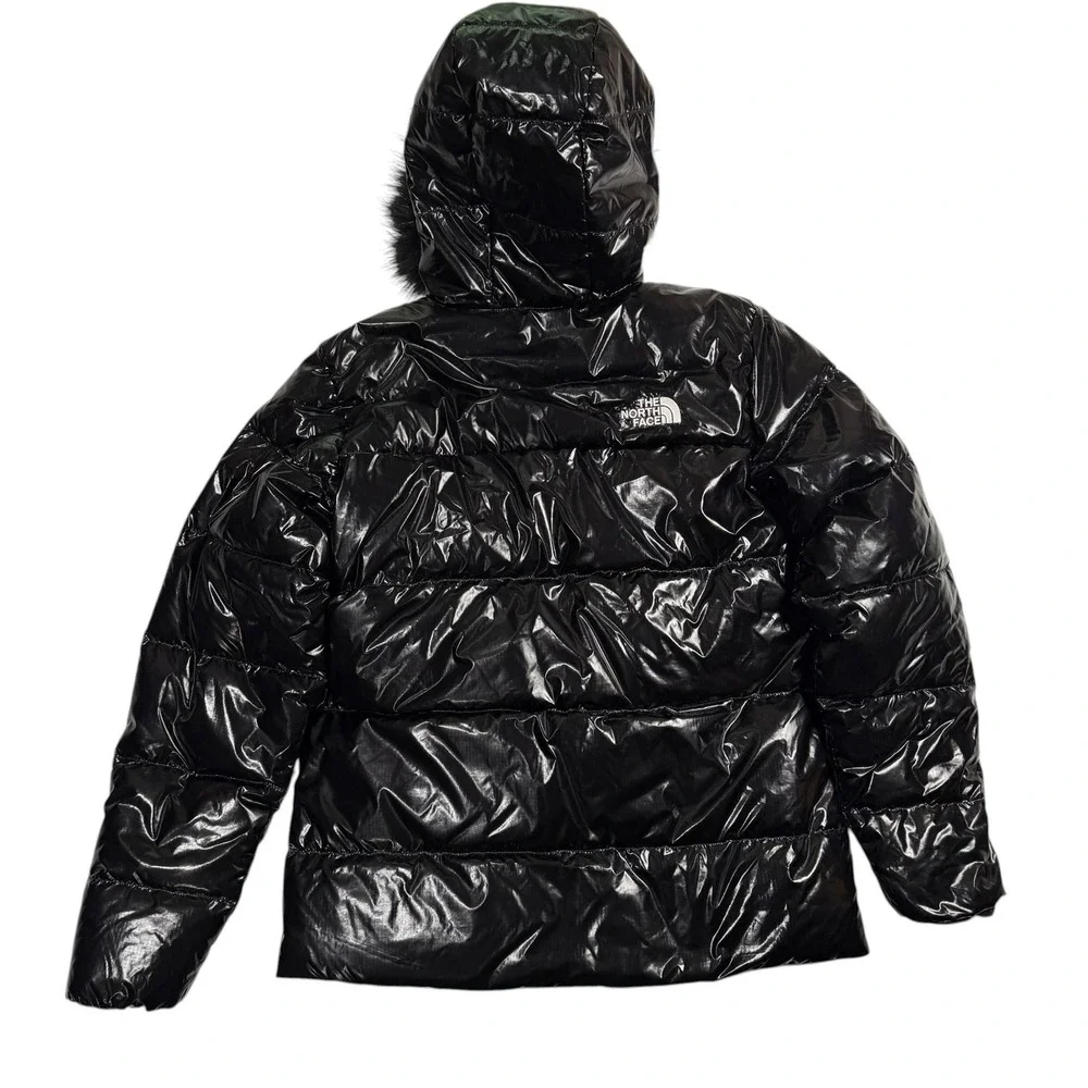 The North Face 600 Down Jacket Girls XXL 18/20 Shiny Black Fur Hood Puffer Youth